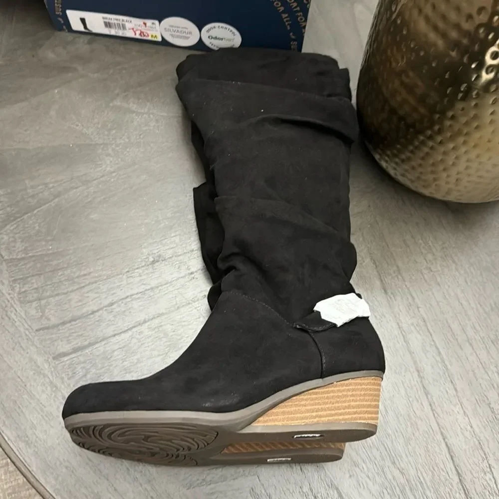 Dr. Scholl's Shoes Womens Break Free Faux Suede Slouchy Knee-High Boots